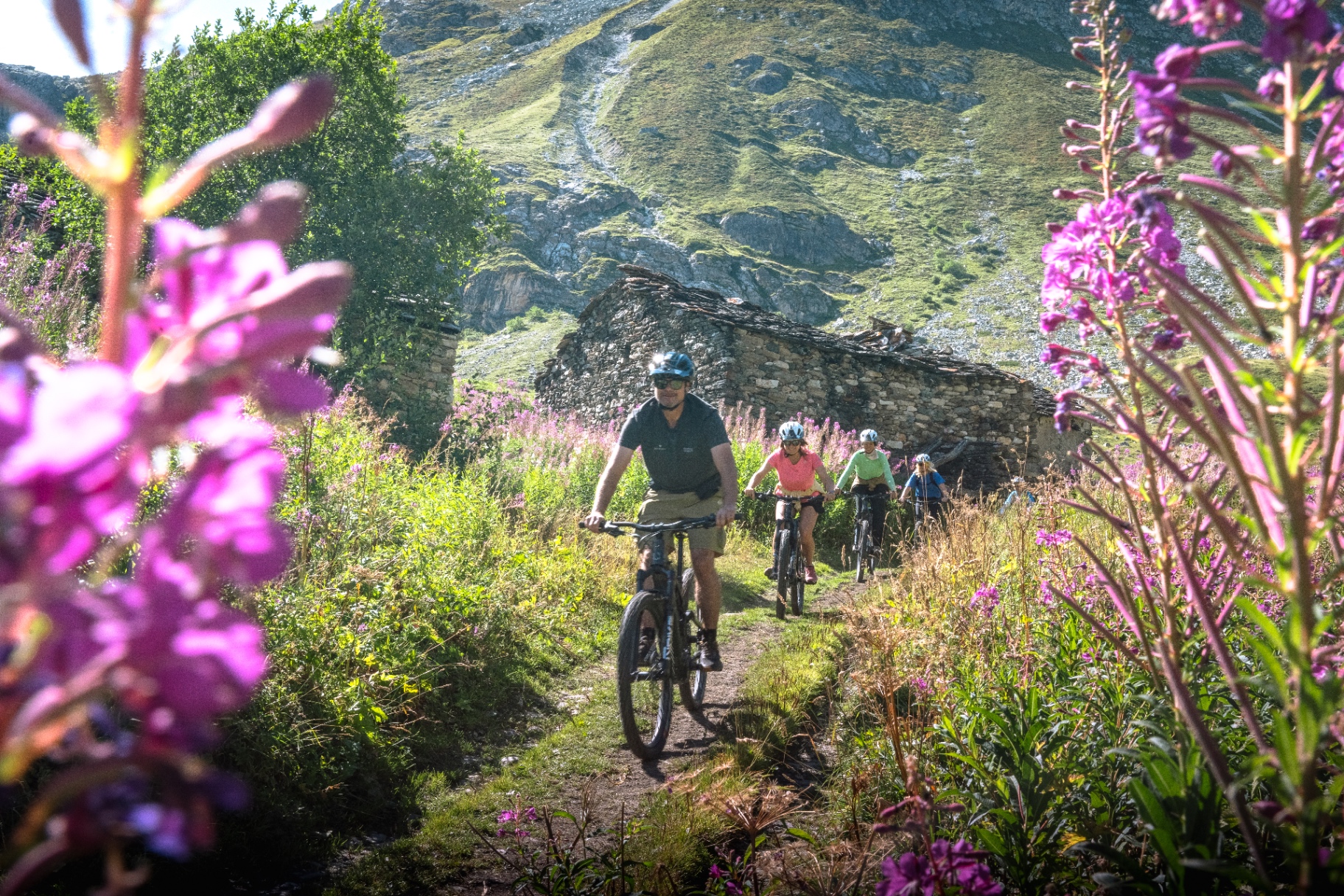 VTT dans les fleurs à Val d'Isère